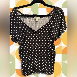 Monteau Black and White Polka Dot Blouse